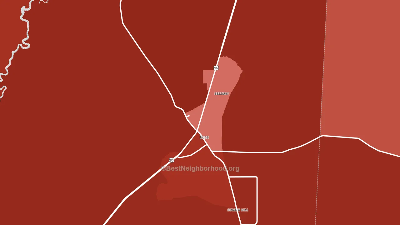 Buna, TX block-group political-lean map