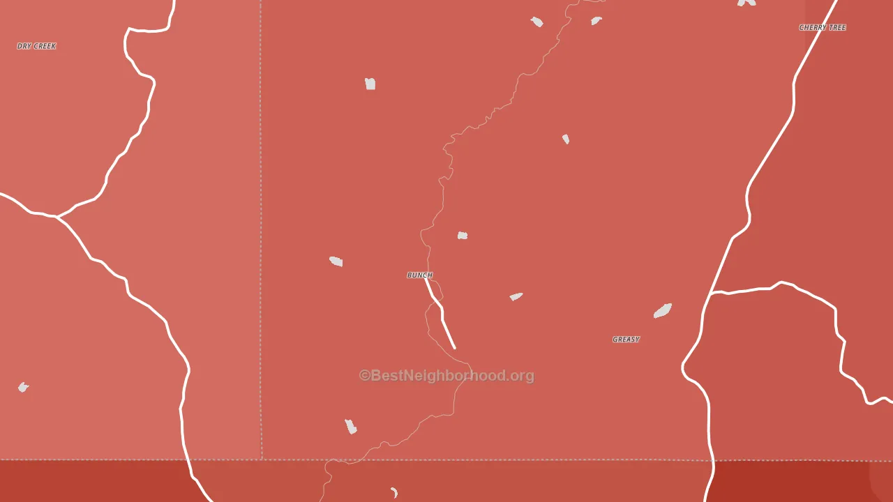 Bunch, OK block-group political-lean map
