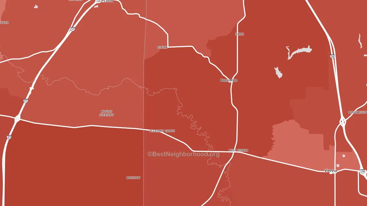 Buncombe, IL block-group political-lean map