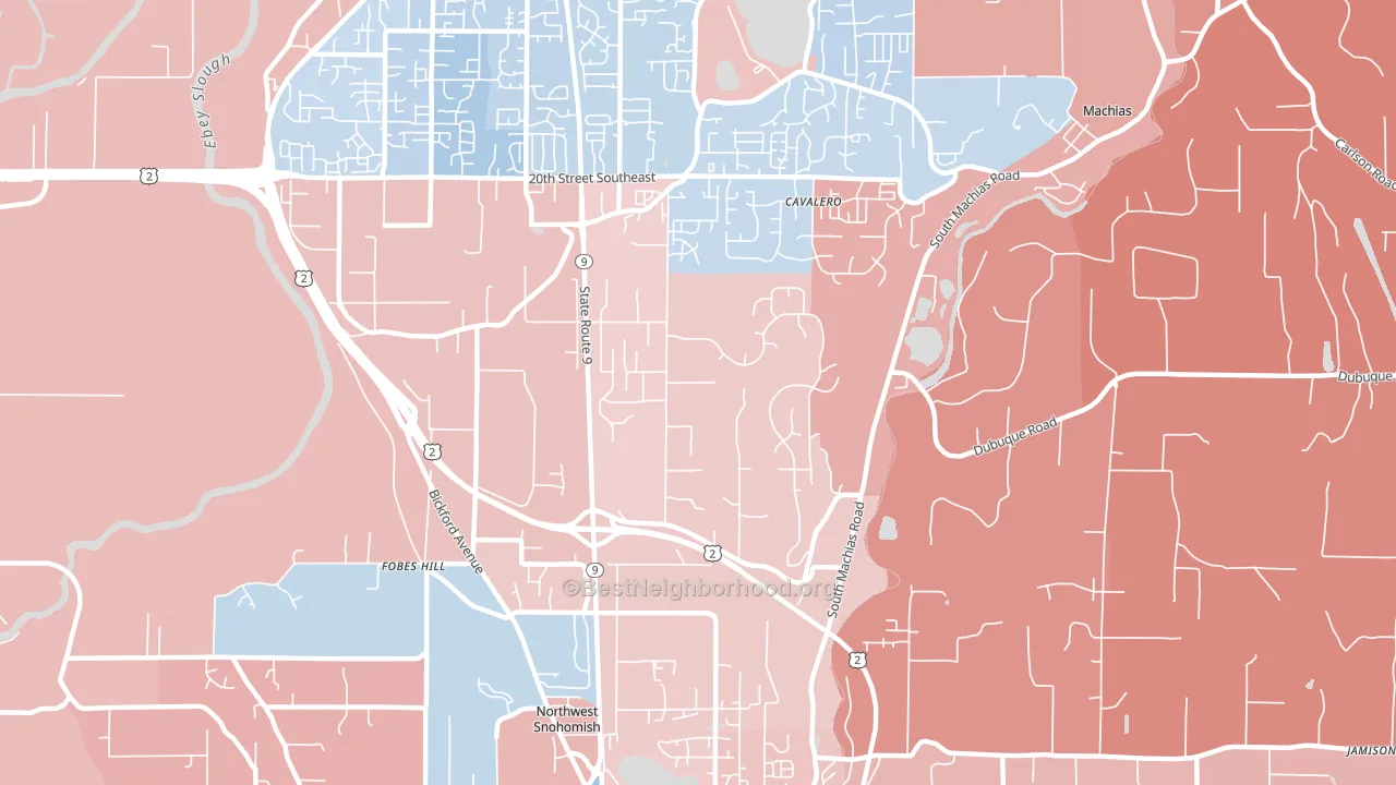 Bunk Foss, WA block-group political-lean map