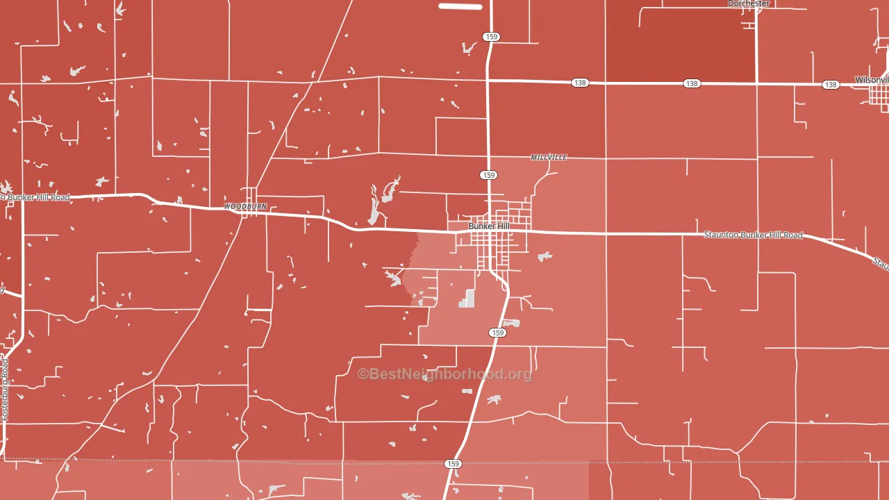 Bunker Hill, IL block-group political-lean map