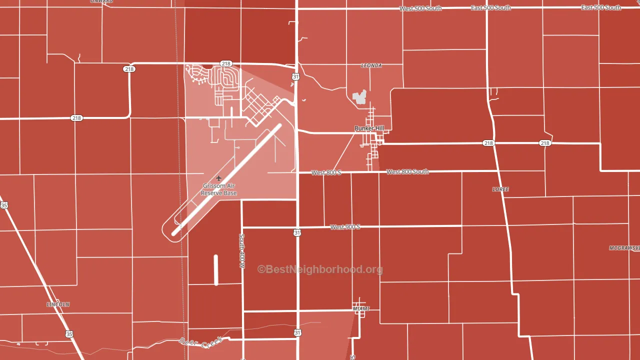 Bunker Hill, IN block-group political-lean map