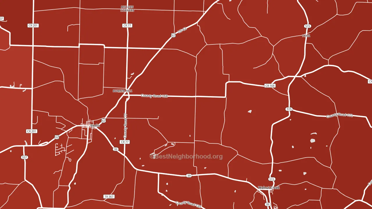 Bunker Hill, OH block-group political-lean map