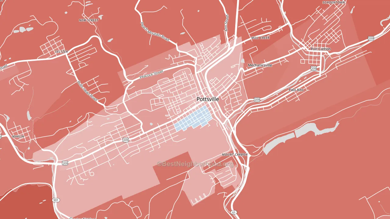Bunker Hill, Pottsville, PA block-group political-lean map