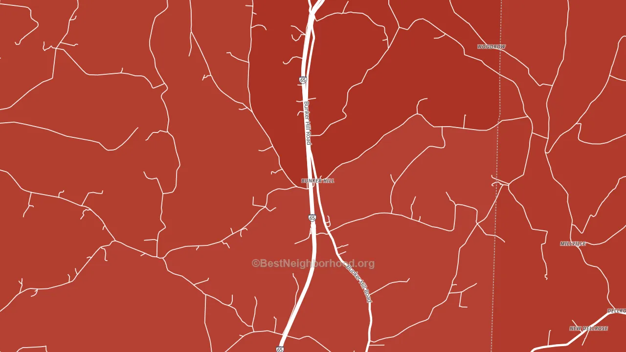 Bunker Hill, TN block-group political-lean map
