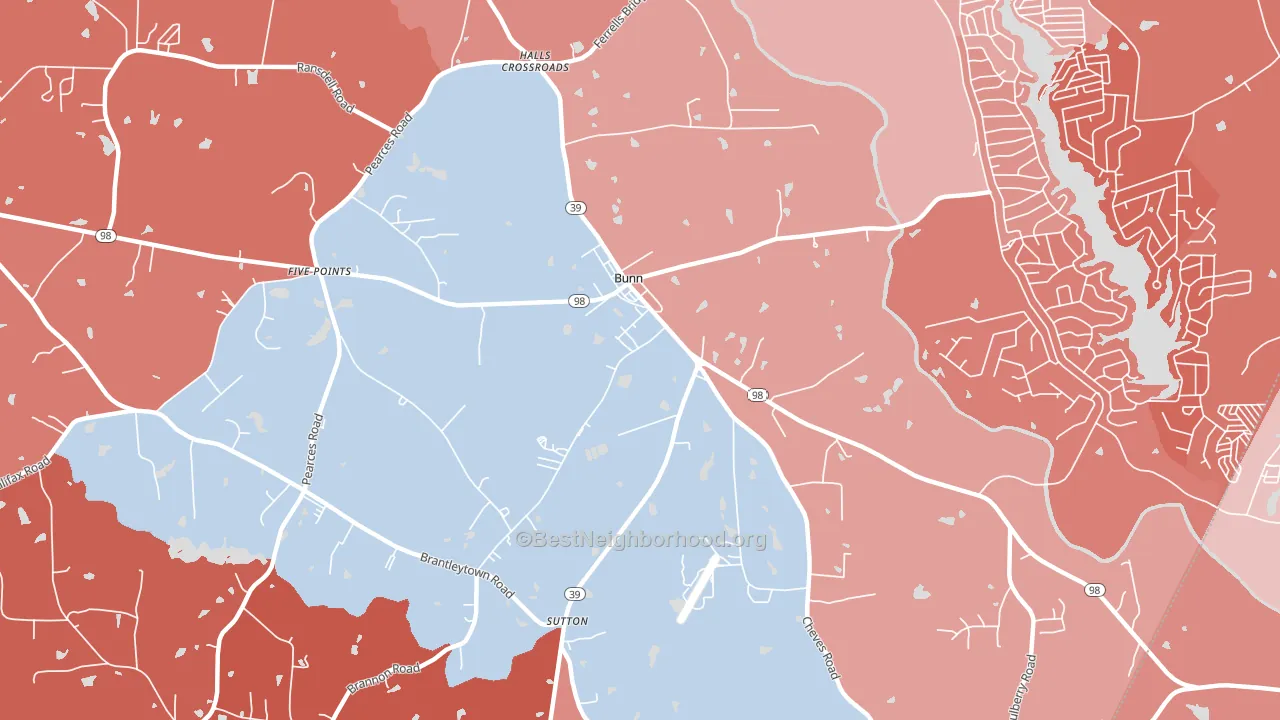 Bunn, NC block-group political-lean map