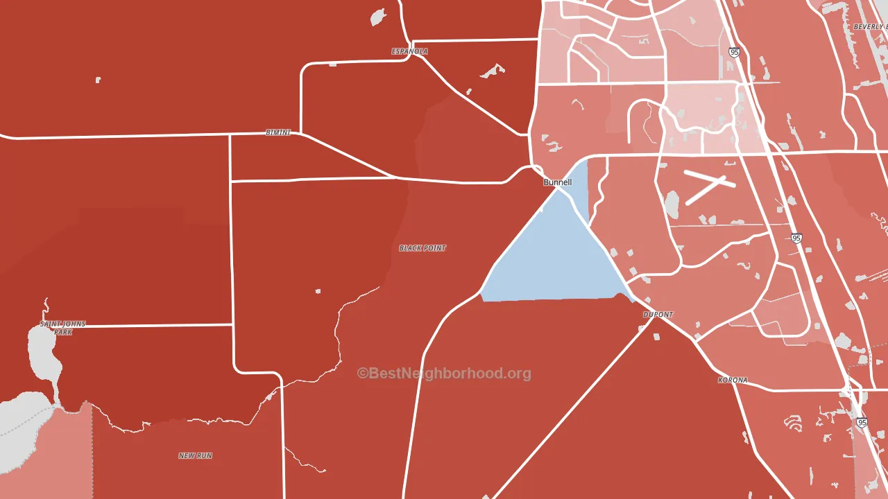 Bunnell, FL block-group political-lean map