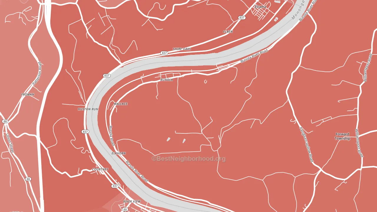Bunola, PA block-group political-lean map