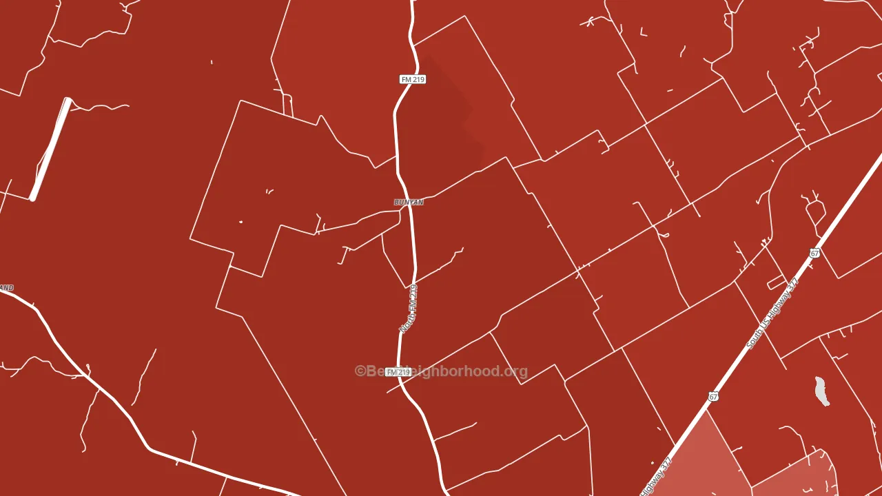 Bunyan, TX block-group political-lean map
