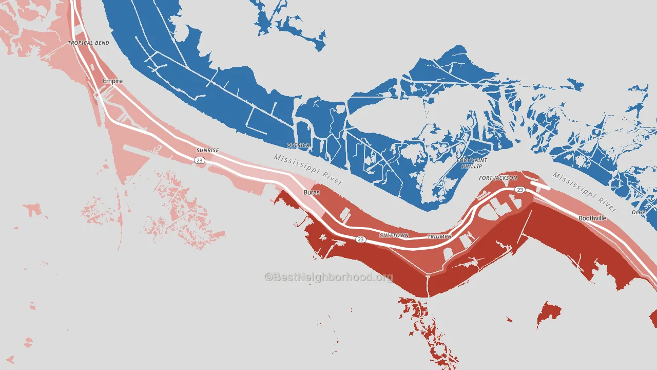 Buras, LA block-group political-lean map