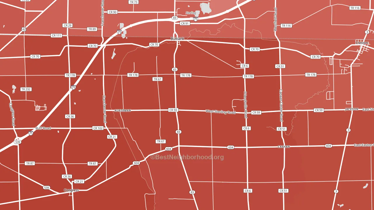 Burbank, OH block-group political-lean map