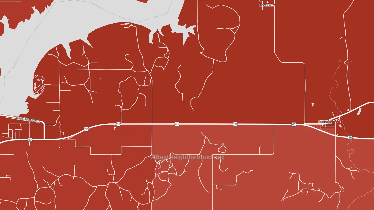 Burbank, OK block-group political-lean map