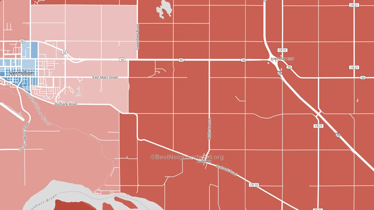 Burbank, SD block-group political-lean map