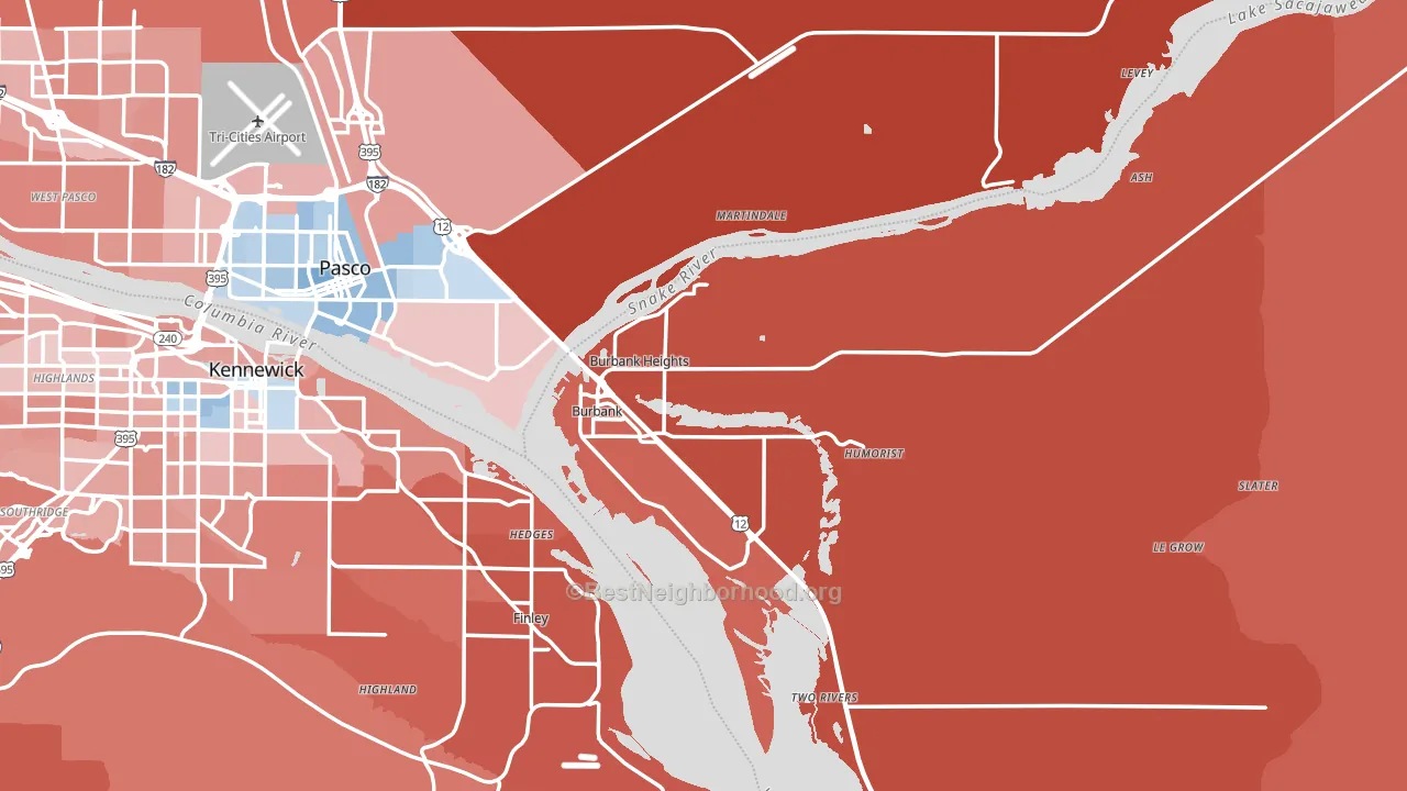 Burbank, WA block-group political-lean map