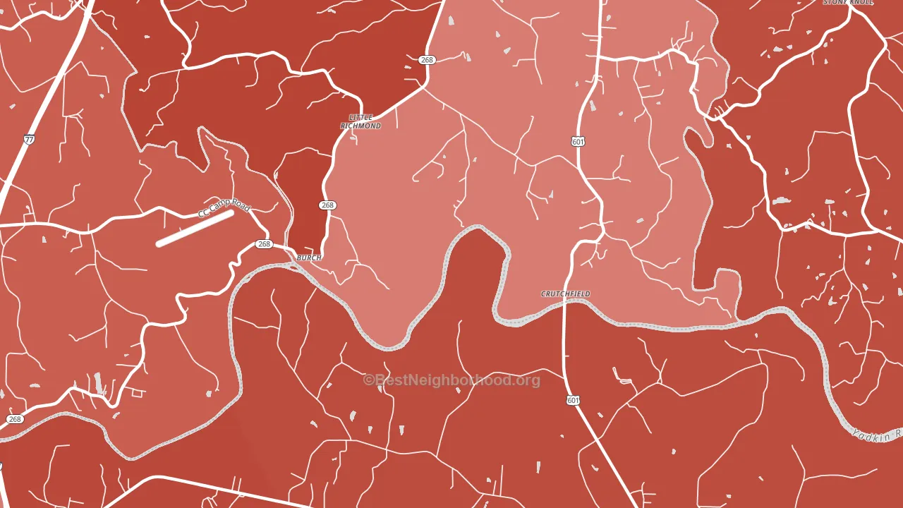 Burch, NC block-group political-lean map