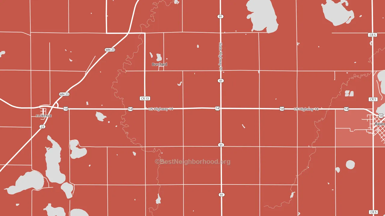 Burchard, MN block-group political-lean map
