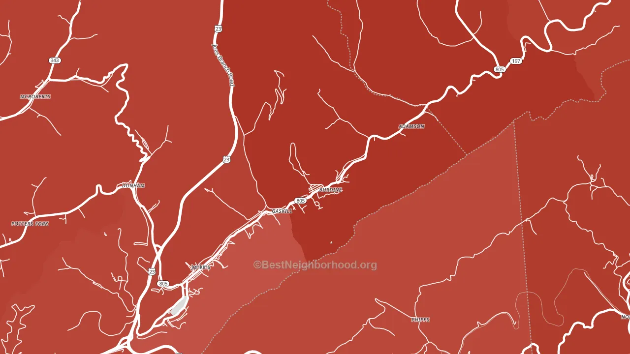 Burdine, KY block-group political-lean map