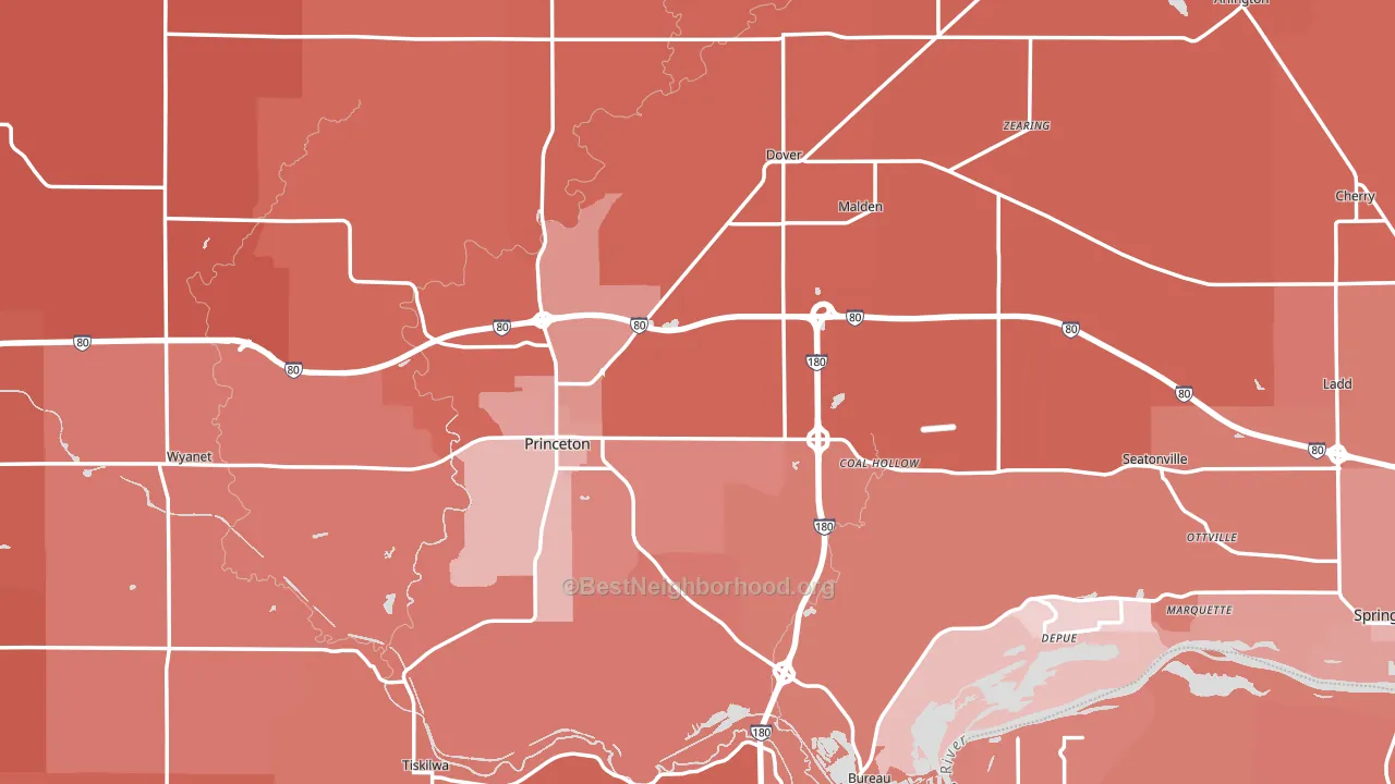 Bureau County, IL block-group political-lean map