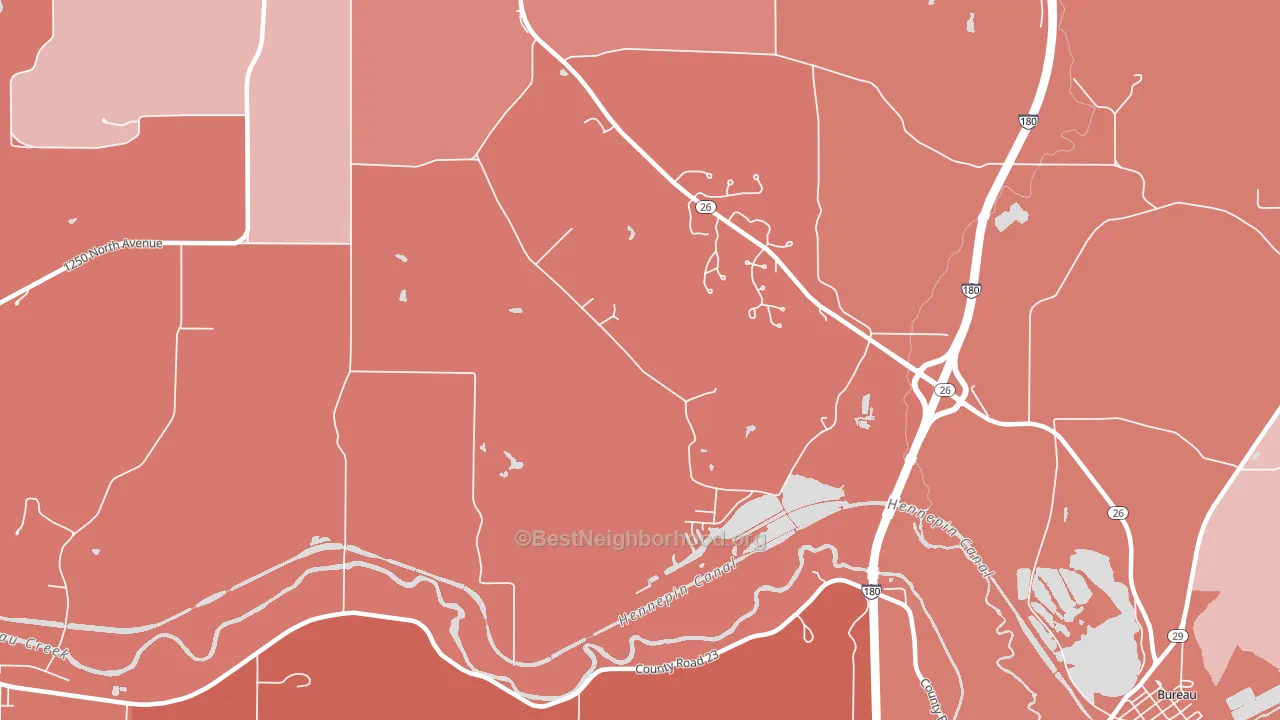 Bureau, IL block-group political-lean map