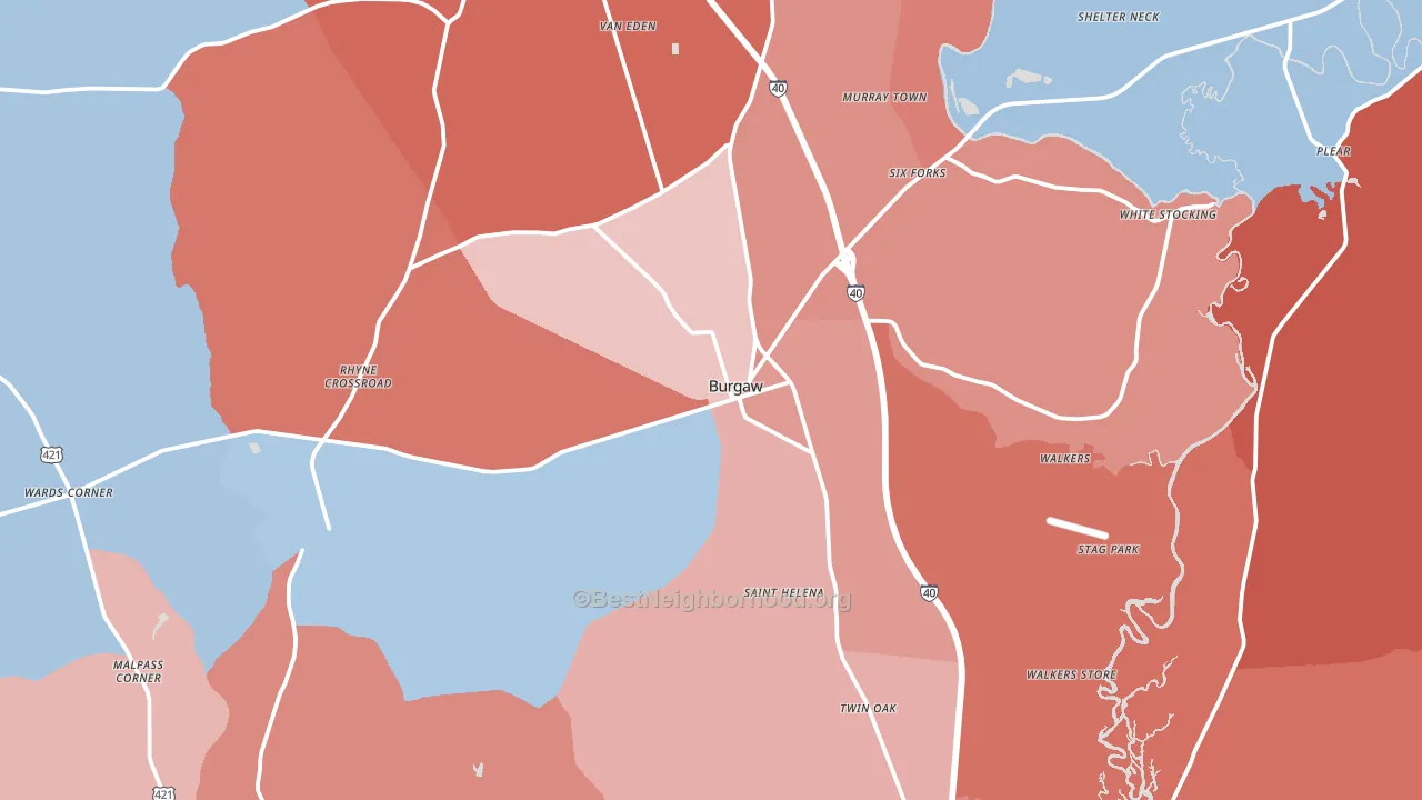 Burgaw, NC block-group political-lean map