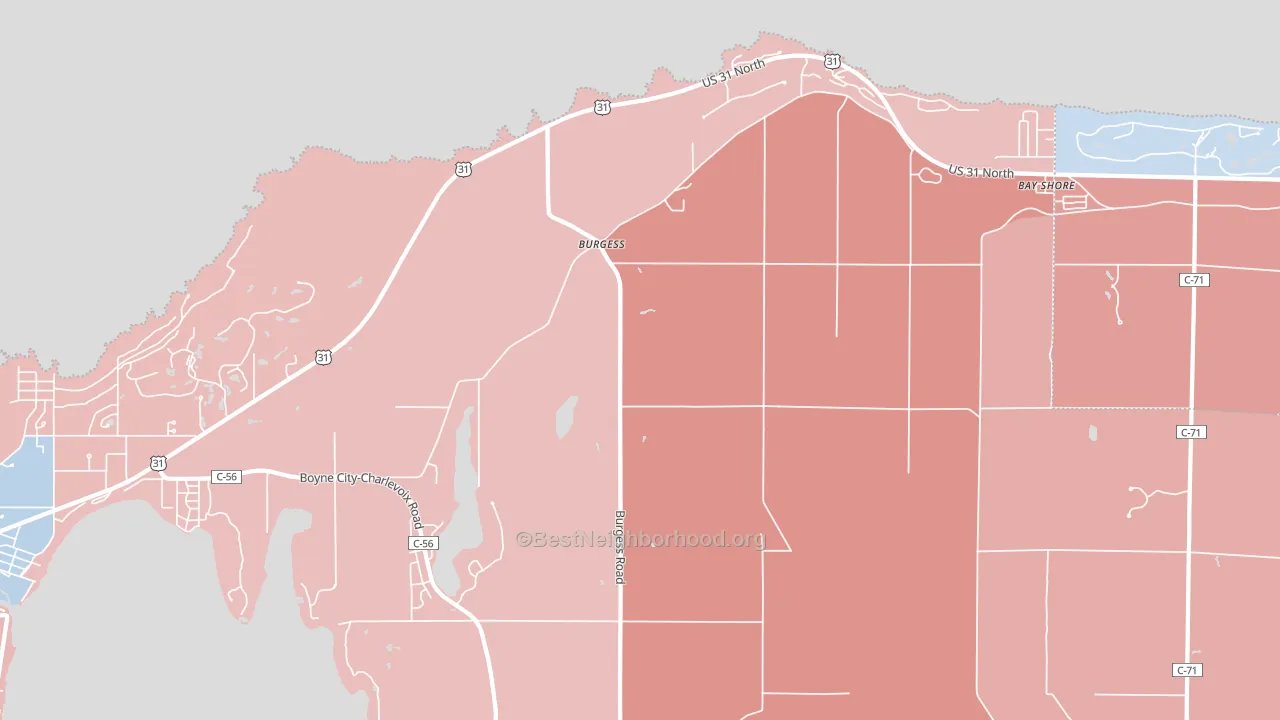 Burgess, MI block-group political-lean map