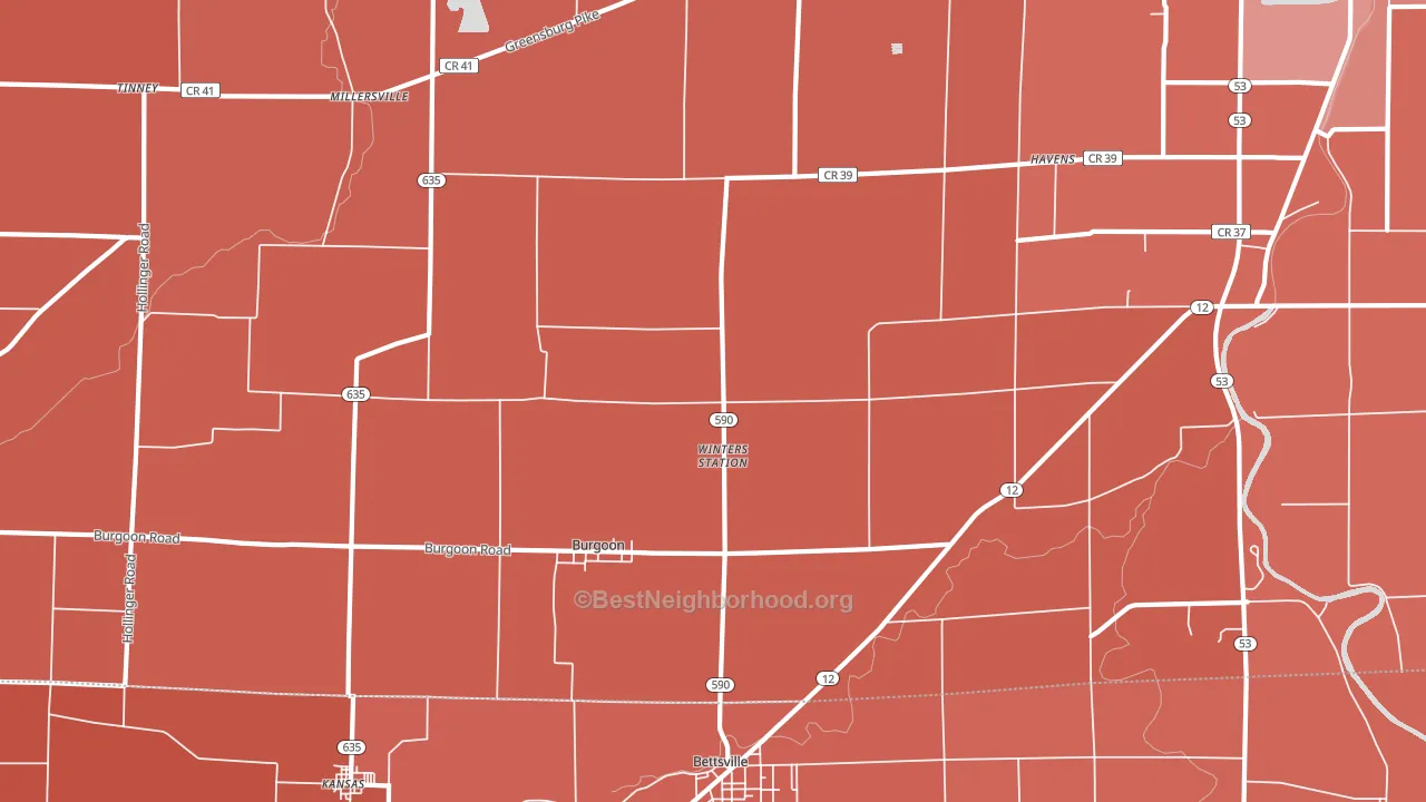 Burgoon, OH block-group political-lean map