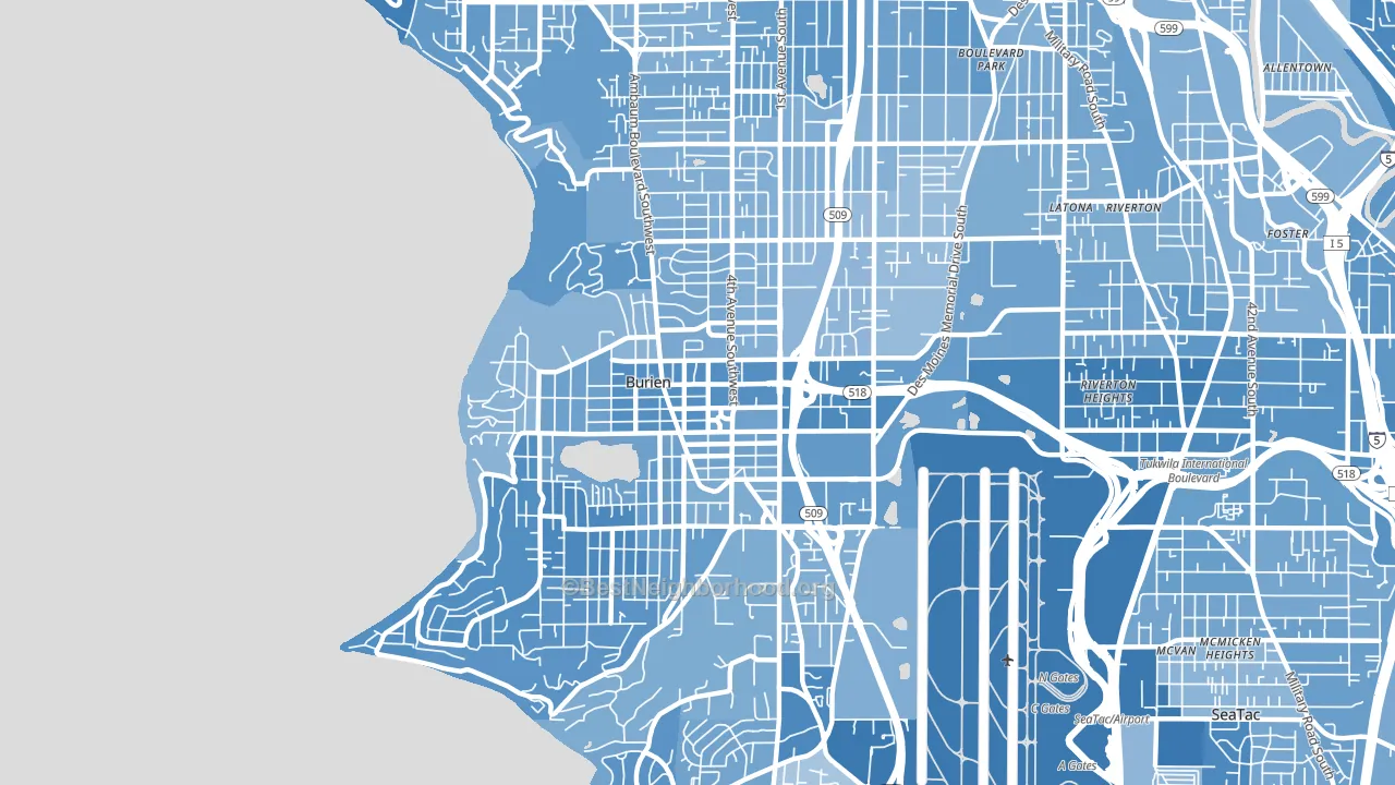 Burien, WA block-group political-lean map