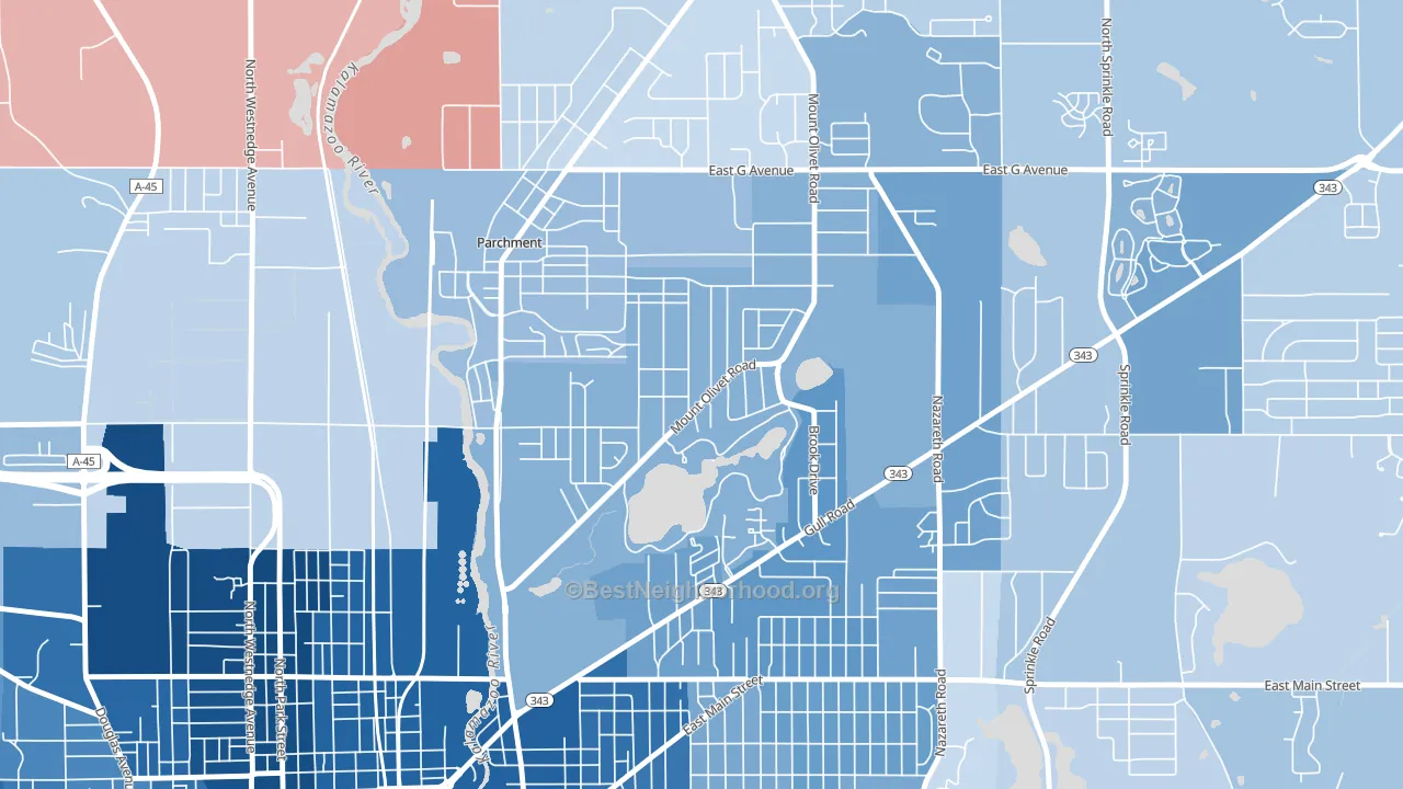 Burke Acres, Kalamazoo, MI block-group political-lean map
