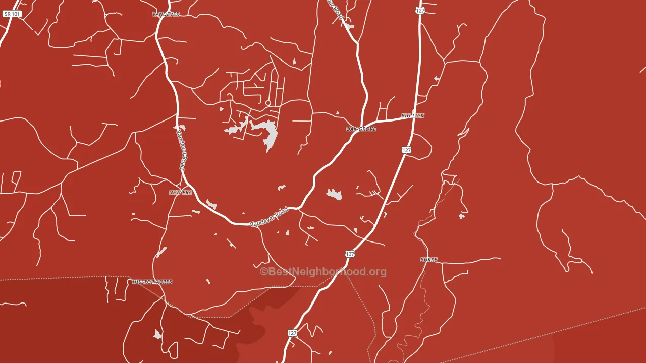 Burke, TN block-group political-lean map