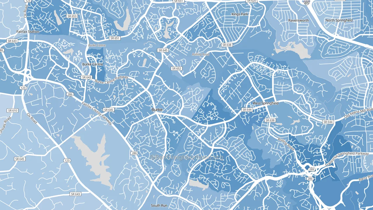 Burke, VA block-group political-lean map
