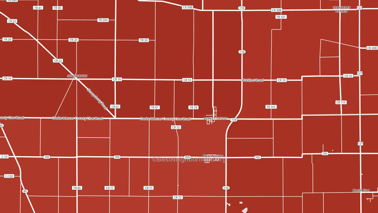 Burkettsville, OH block-group political-lean map