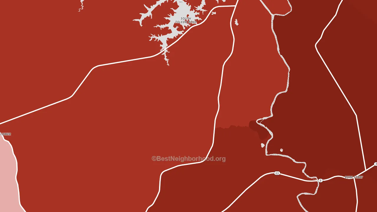 Burkeville, TX block-group political-lean map