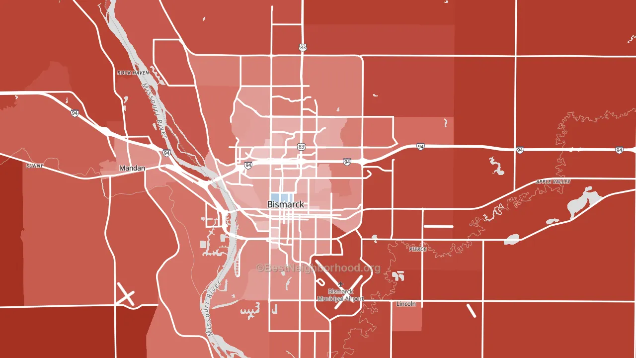 Burleigh County, ND block-group political-lean map