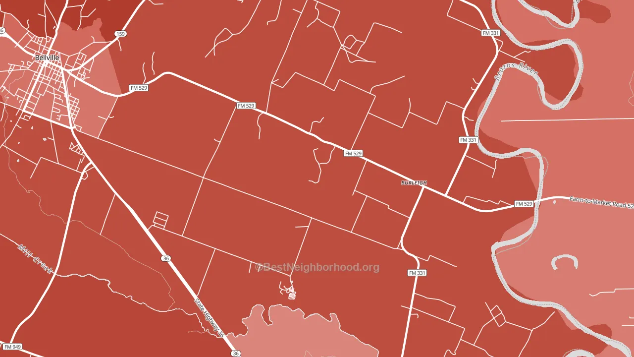 Burleigh, TX block-group political-lean map