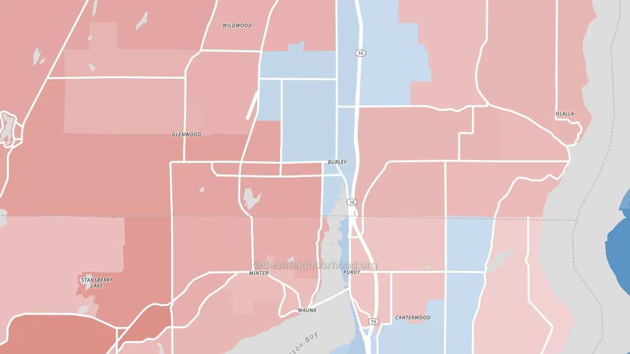 Burley, WA block-group political-lean map