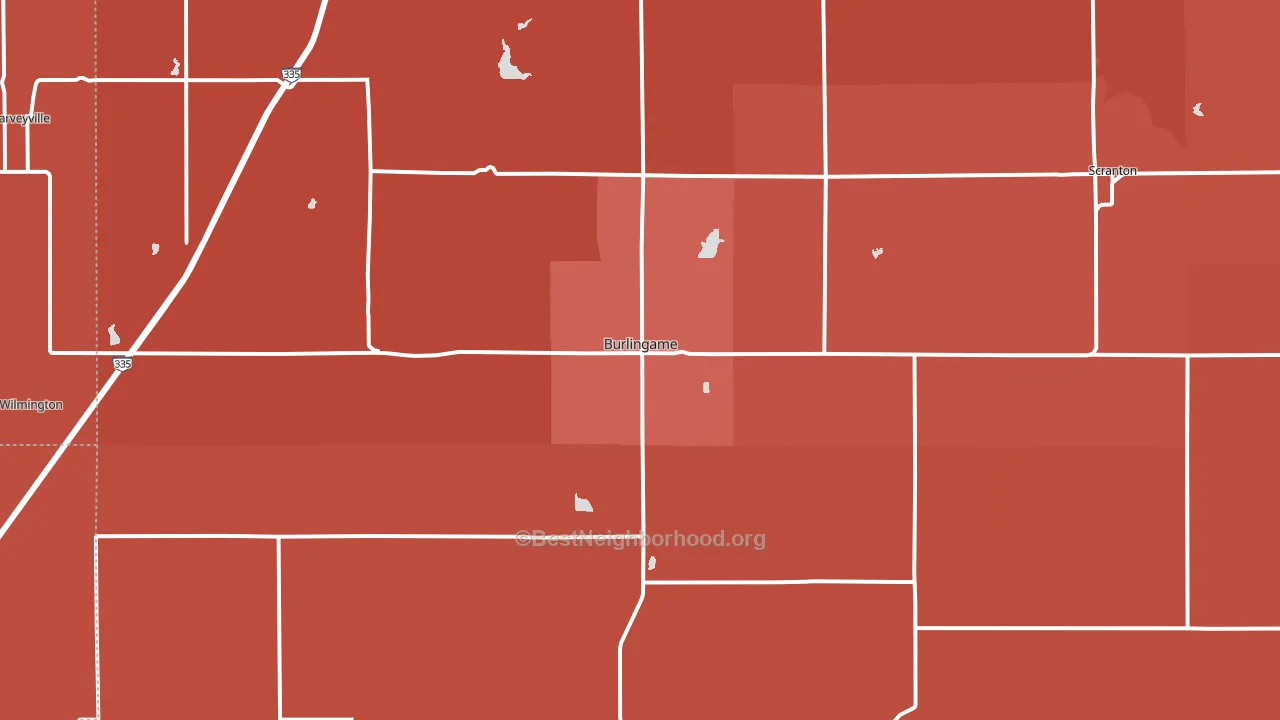 Burlingame, KS block-group political-lean map