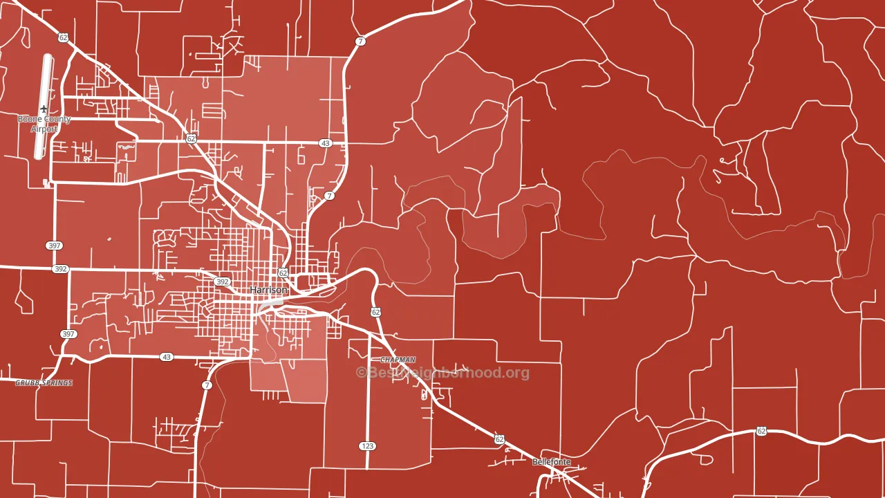 Burlington, AR block-group political-lean map