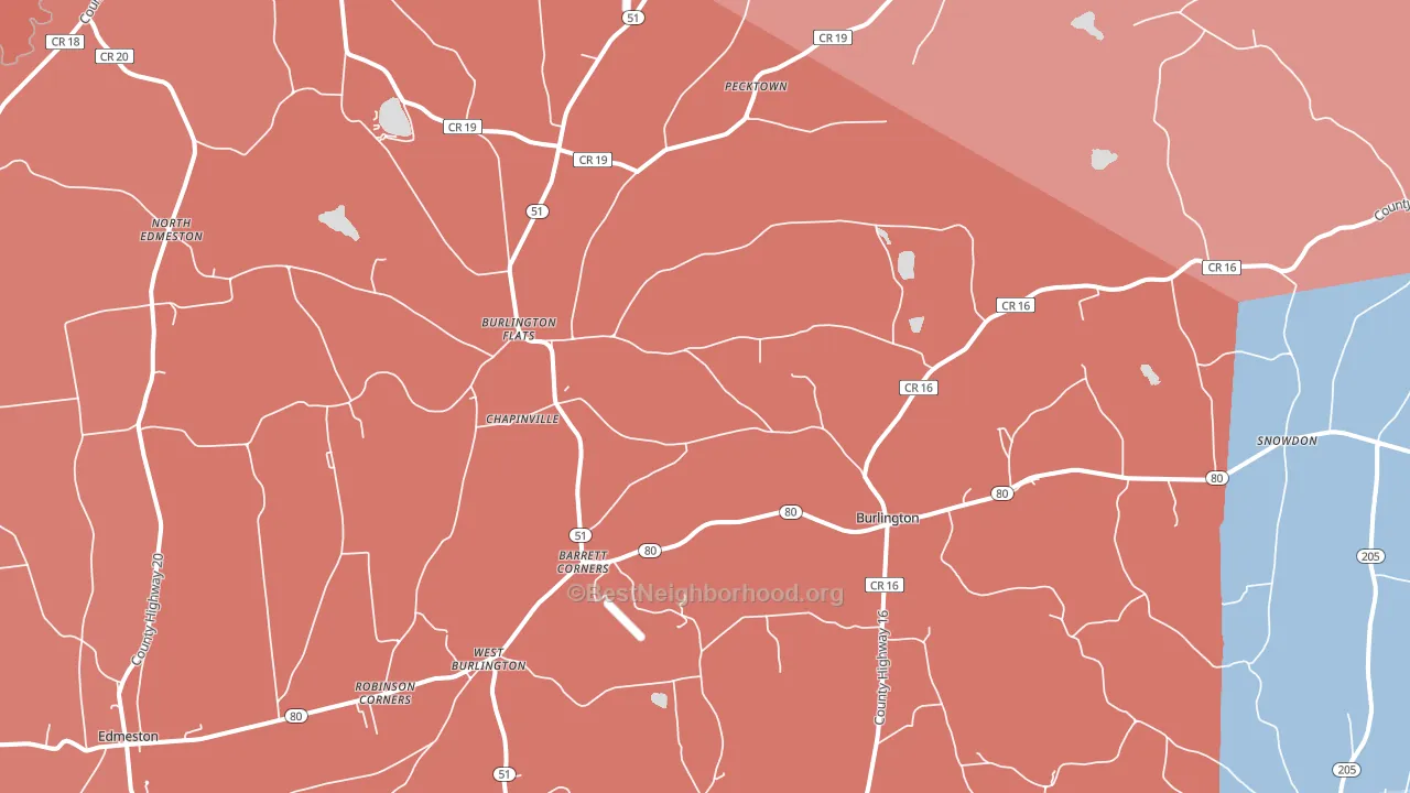 Burlington Flats, NY block-group political-lean map