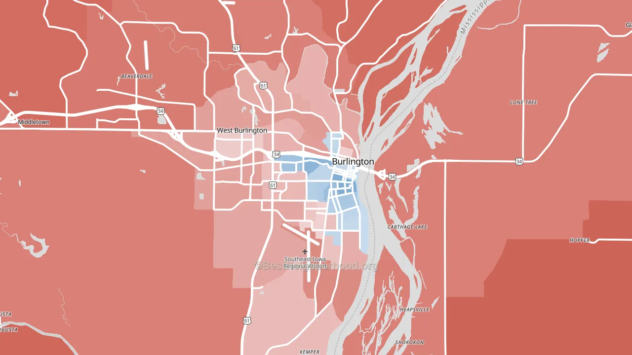 Burlington, IA block-group political-lean map