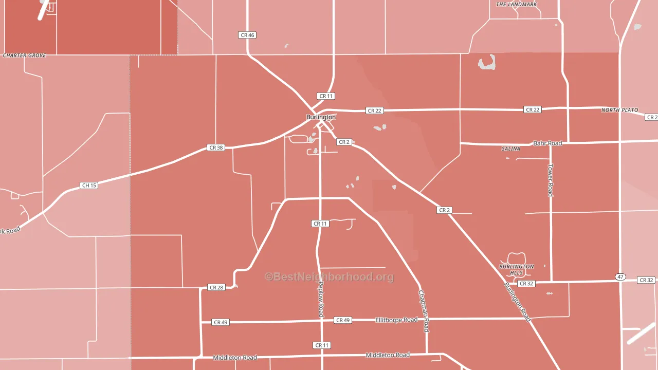 Burlington, IL block-group political-lean map