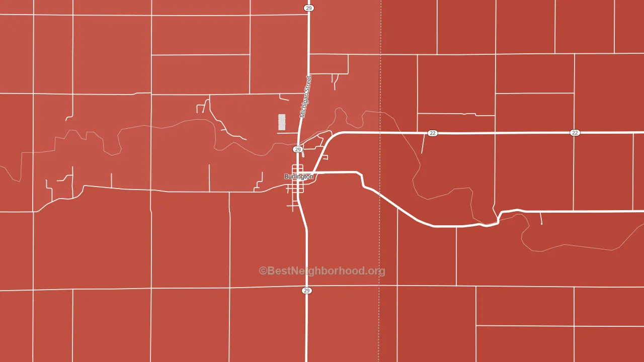 Burlington, IN block-group political-lean map