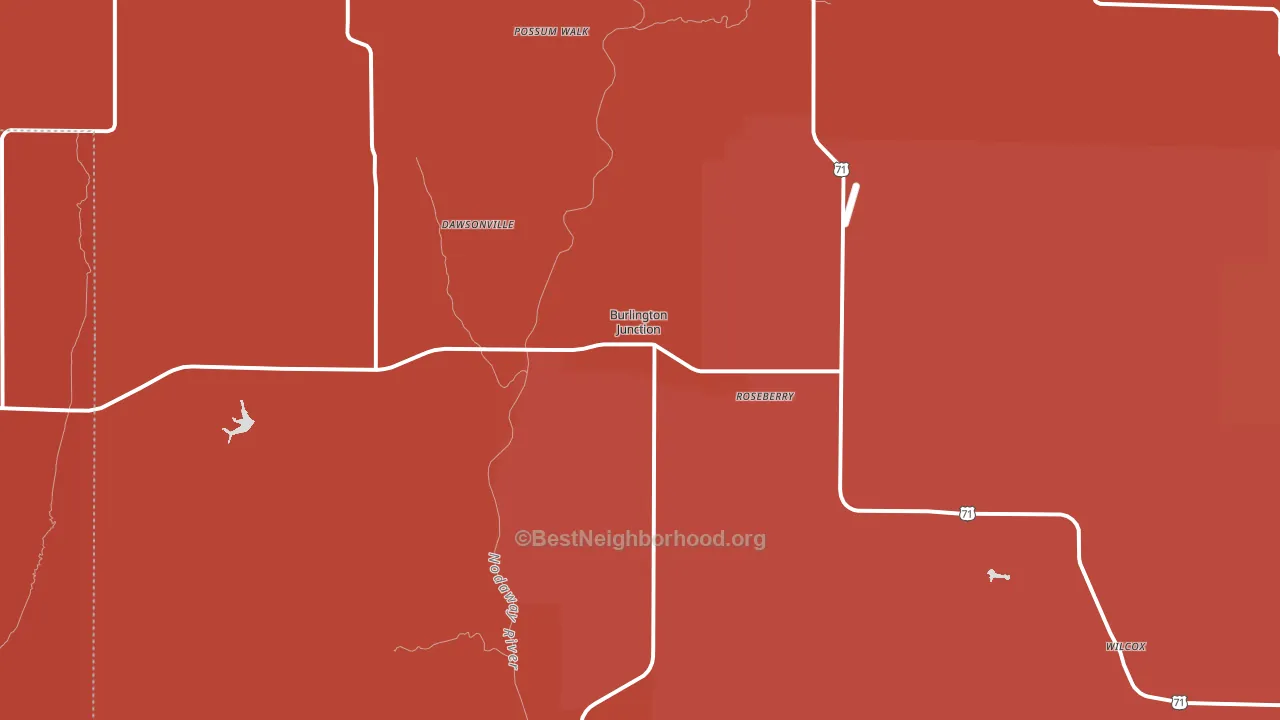 Burlington Junction, MO block-group political-lean map