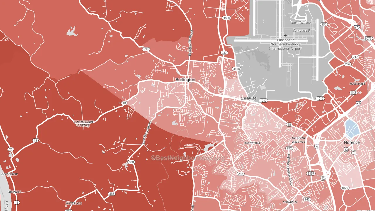 Burlington, KY block-group political-lean map