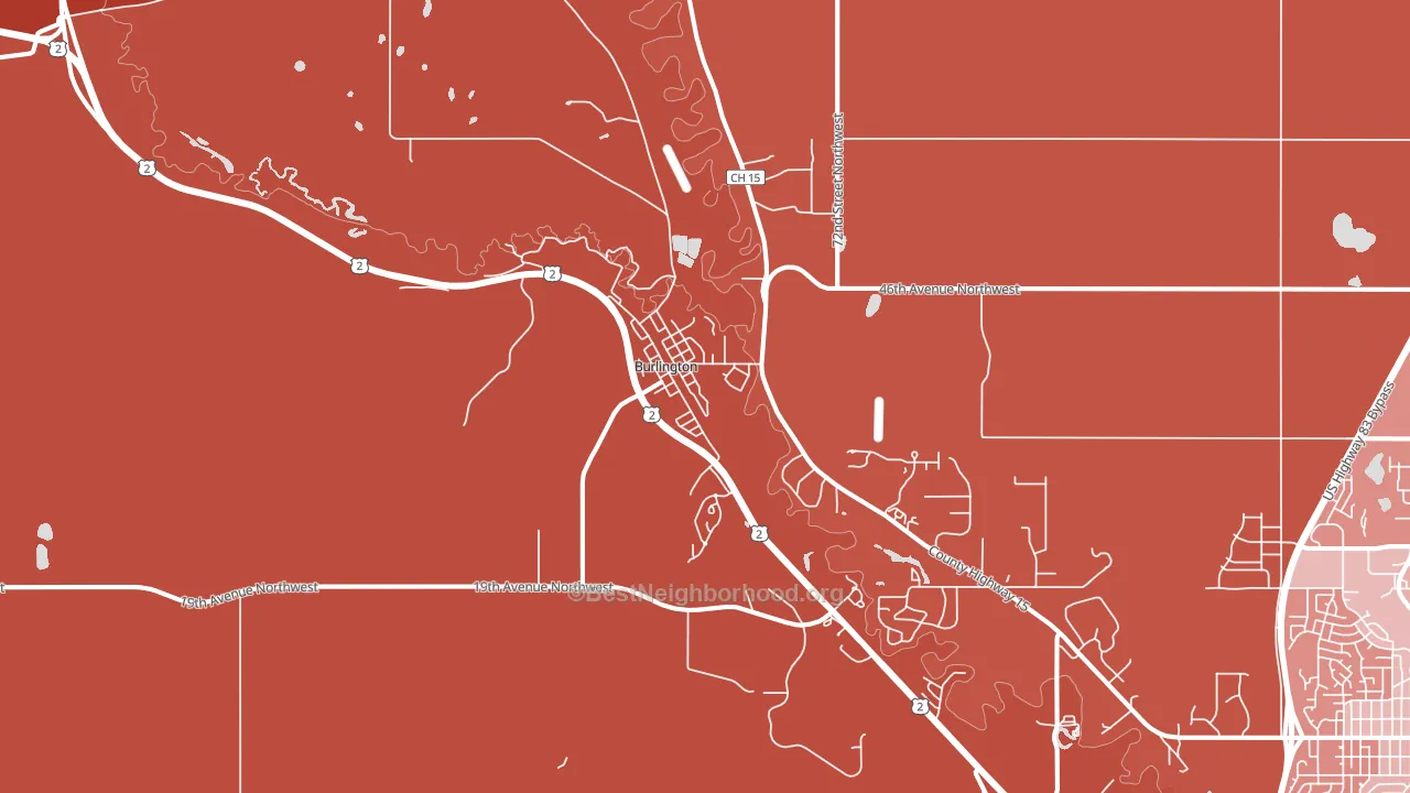 Burlington, ND block-group political-lean map