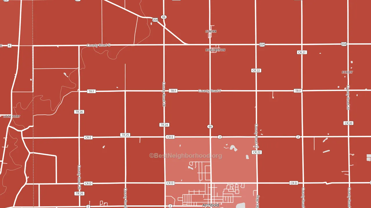Burlington, OH block-group political-lean map