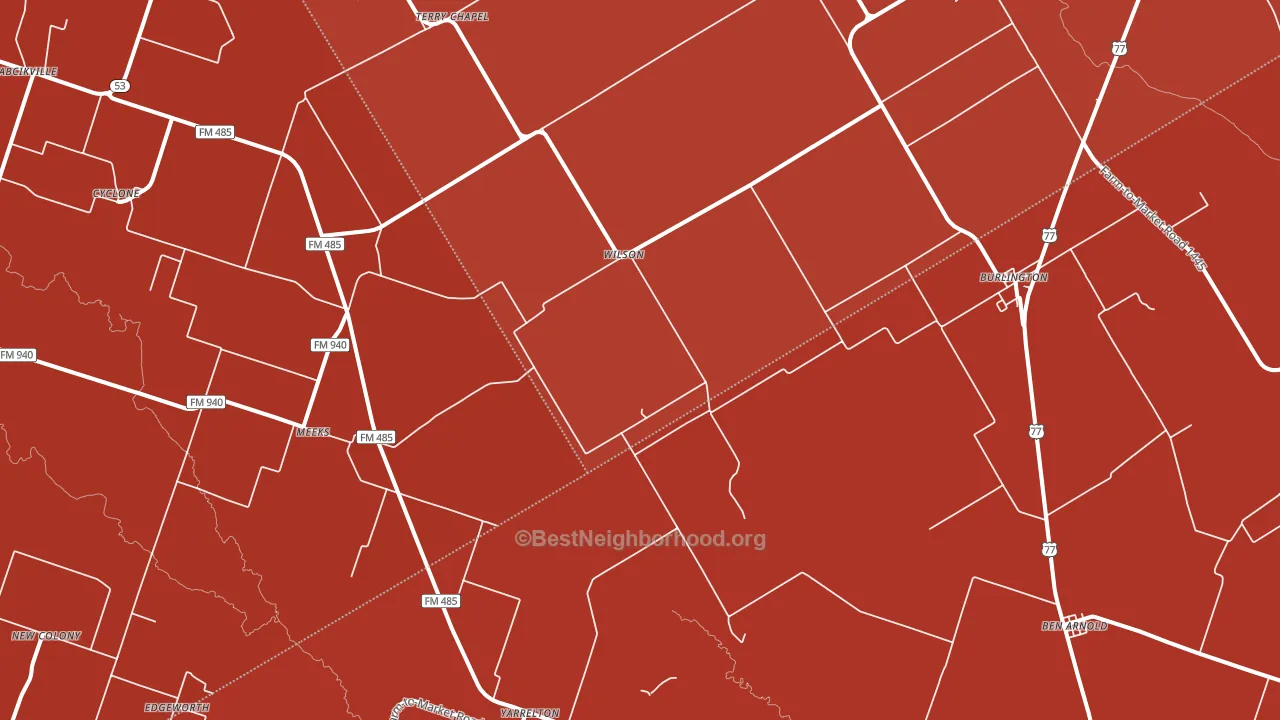 Burlington, TX block-group political-lean map