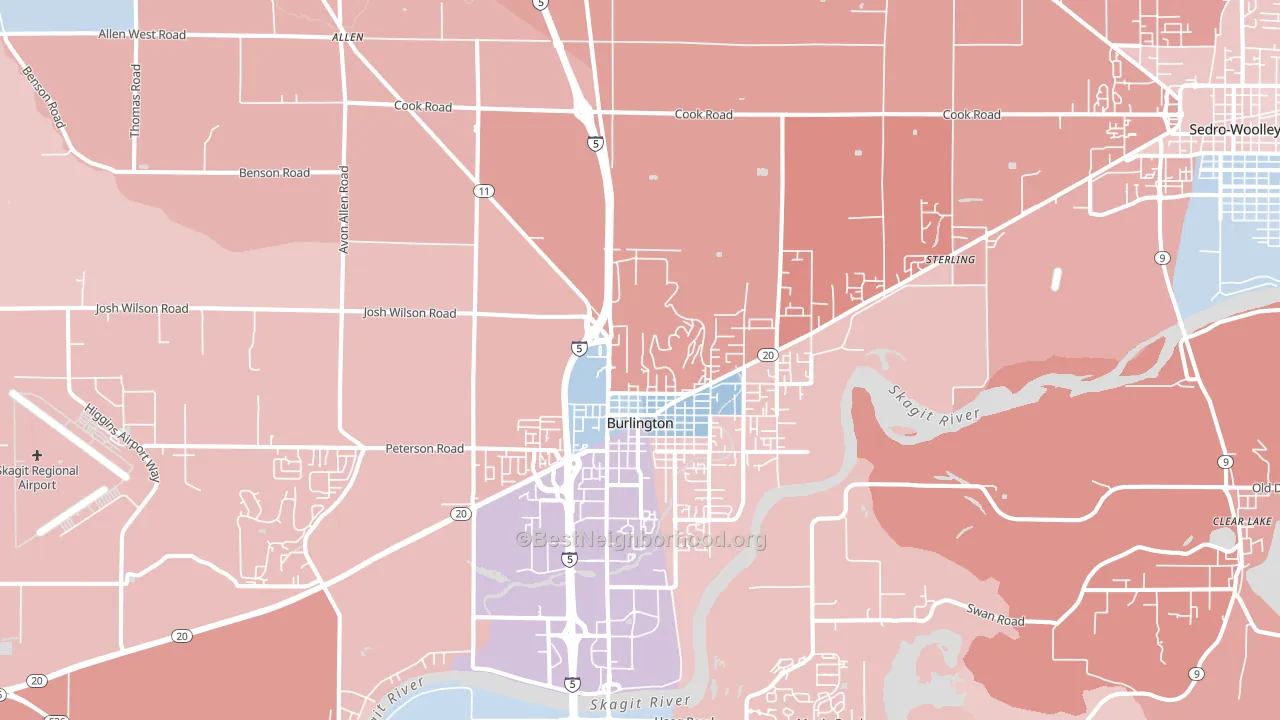 Burlington, WA block-group political-lean map