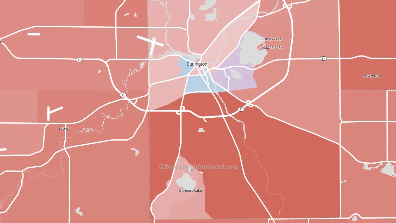 Burlington, WI block-group political-lean map