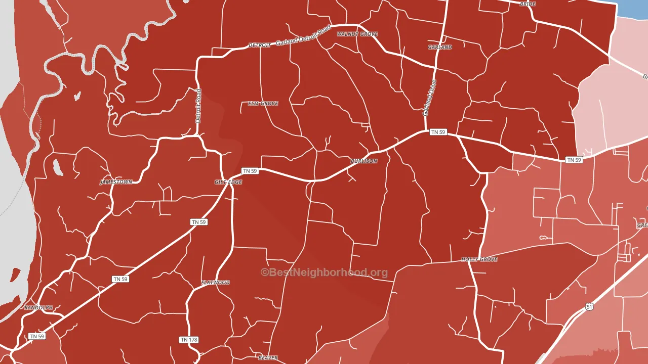Burlison, TN block-group political-lean map