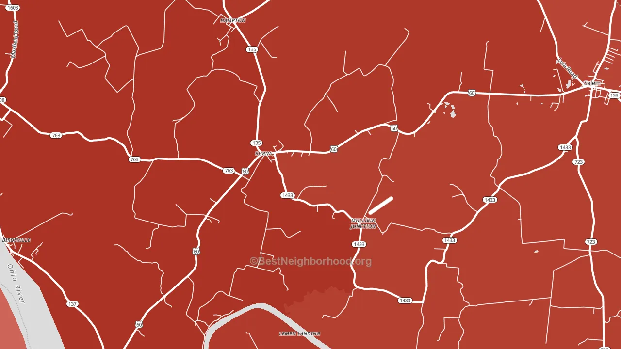 Burna, KY block-group political-lean map